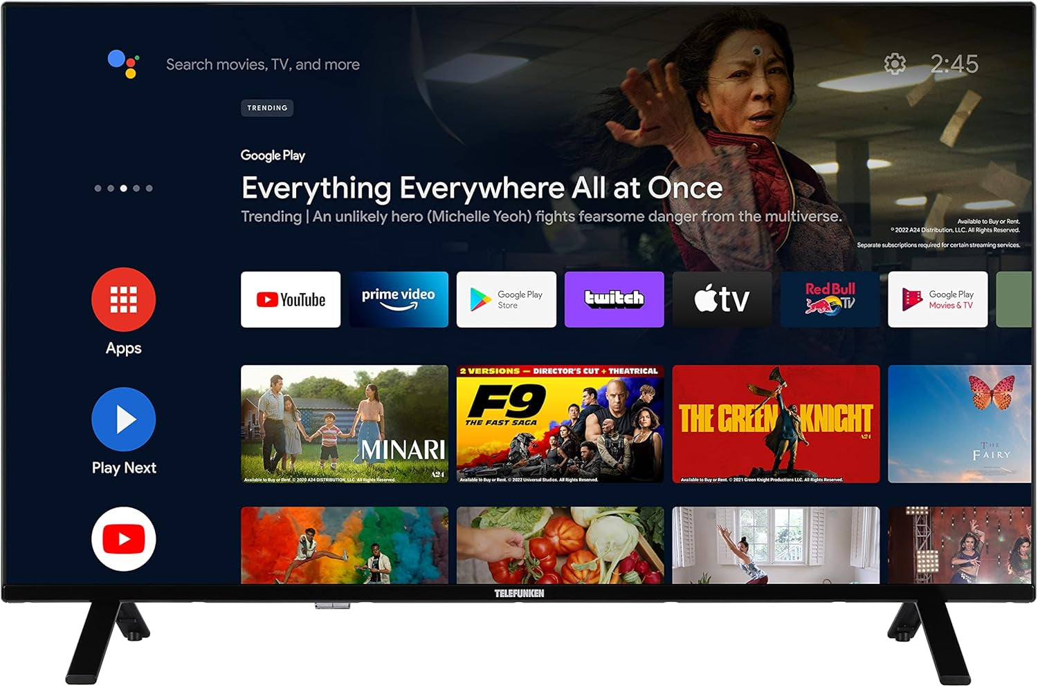 TELEFUNKEN XU50AN754M Televizor de 50 de inci/Smart TV cu Android (4K Ultra HD, HDR Dolby Vision, triplu tuner, Bluetooth, Dolby Atmos) [2023]