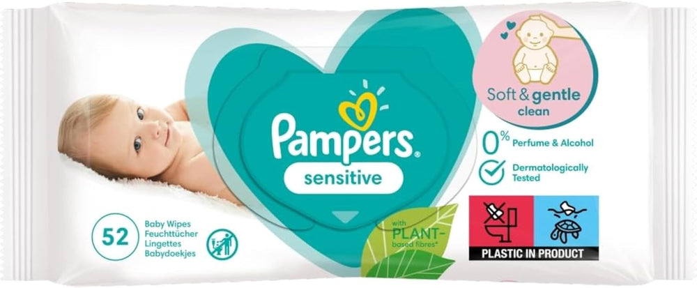 Pampers Sensitive Baby Wipes, 15 Pack of 80 Wipes, 1200 Baby Wipes, 2-in-1 Gentle Cleansing and Skin Protection