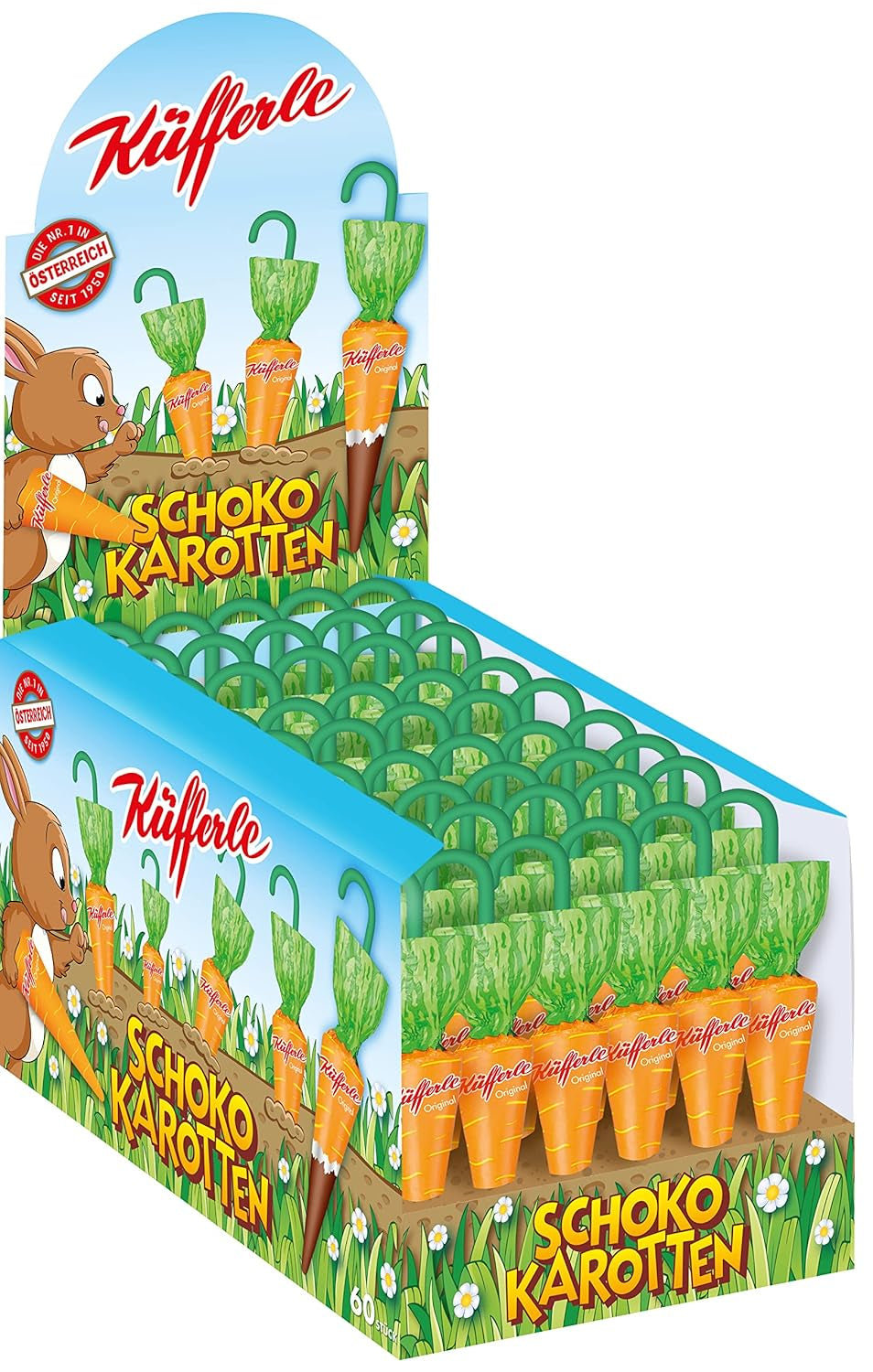 Küfferle, Carrots with original chocolate 810 g 60 pcs., Milk chocolate, 1 piece