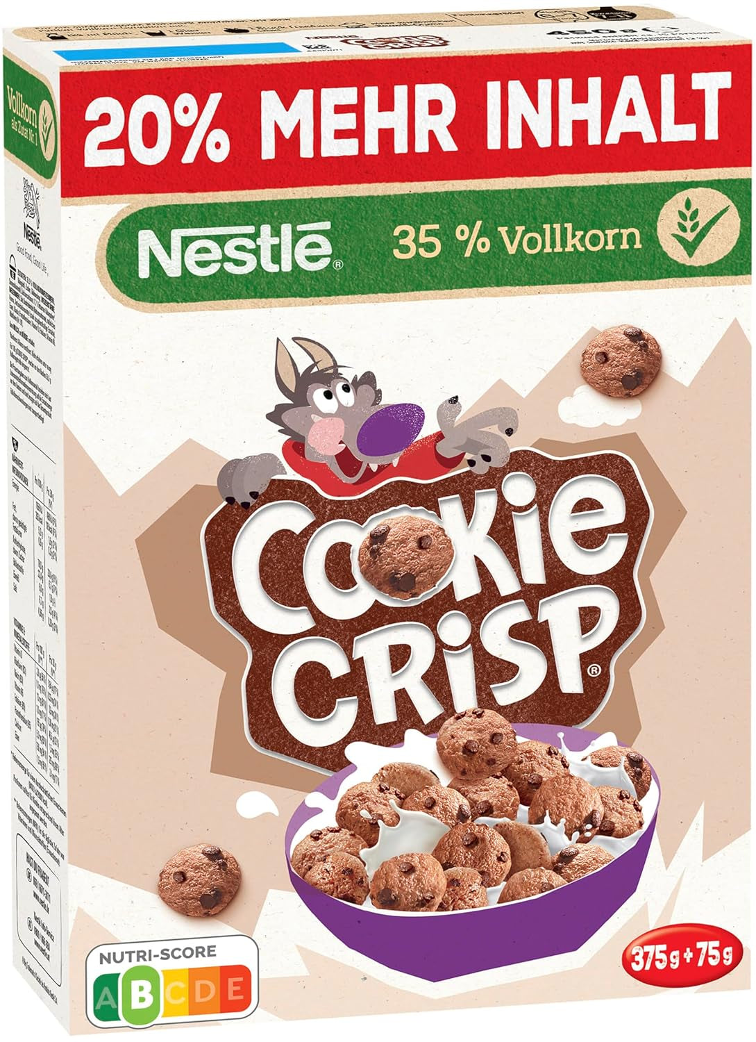 Nestlé Cookie Crisp (+20%), Whole Grain Breakfast Biscuit Cereal for Kids, Pack of 1 (1x450g)
