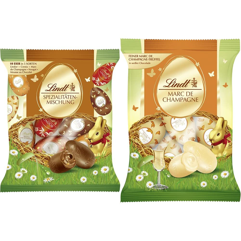Special chocolate mix | 2 x 180g | Whole milk eggs in five varieties with and without alcohol (Eggs Marc de Champagne and chocolate truffles | 3 x 90 g)