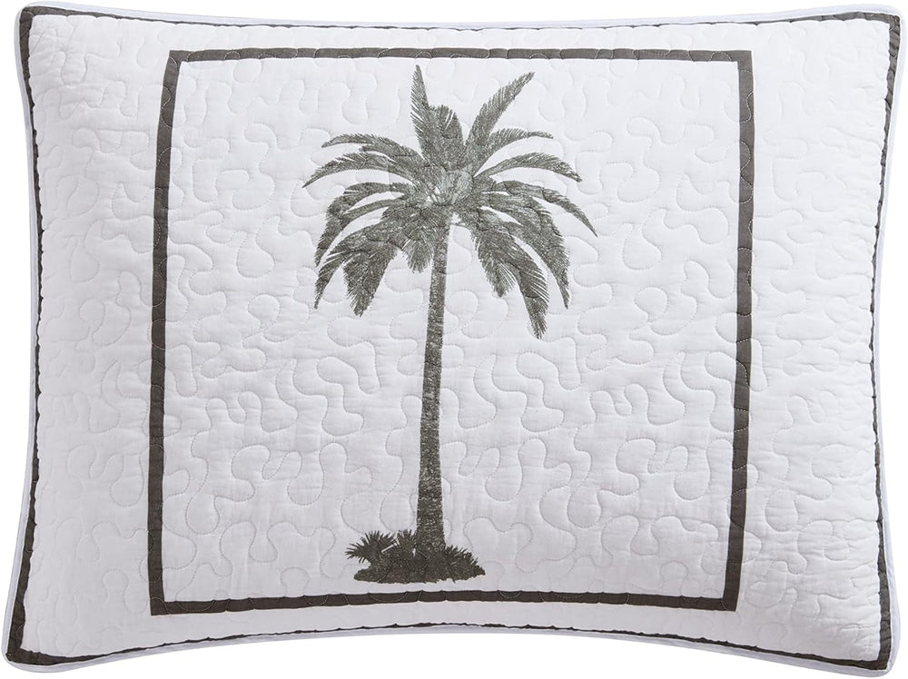 Tommy Bahama Palm Island Collection | Comforter - 100% cotton, reversible, soft and breathable, pre-washed for extra softness, king size bed, gray Duvets and quilts Naty Shop