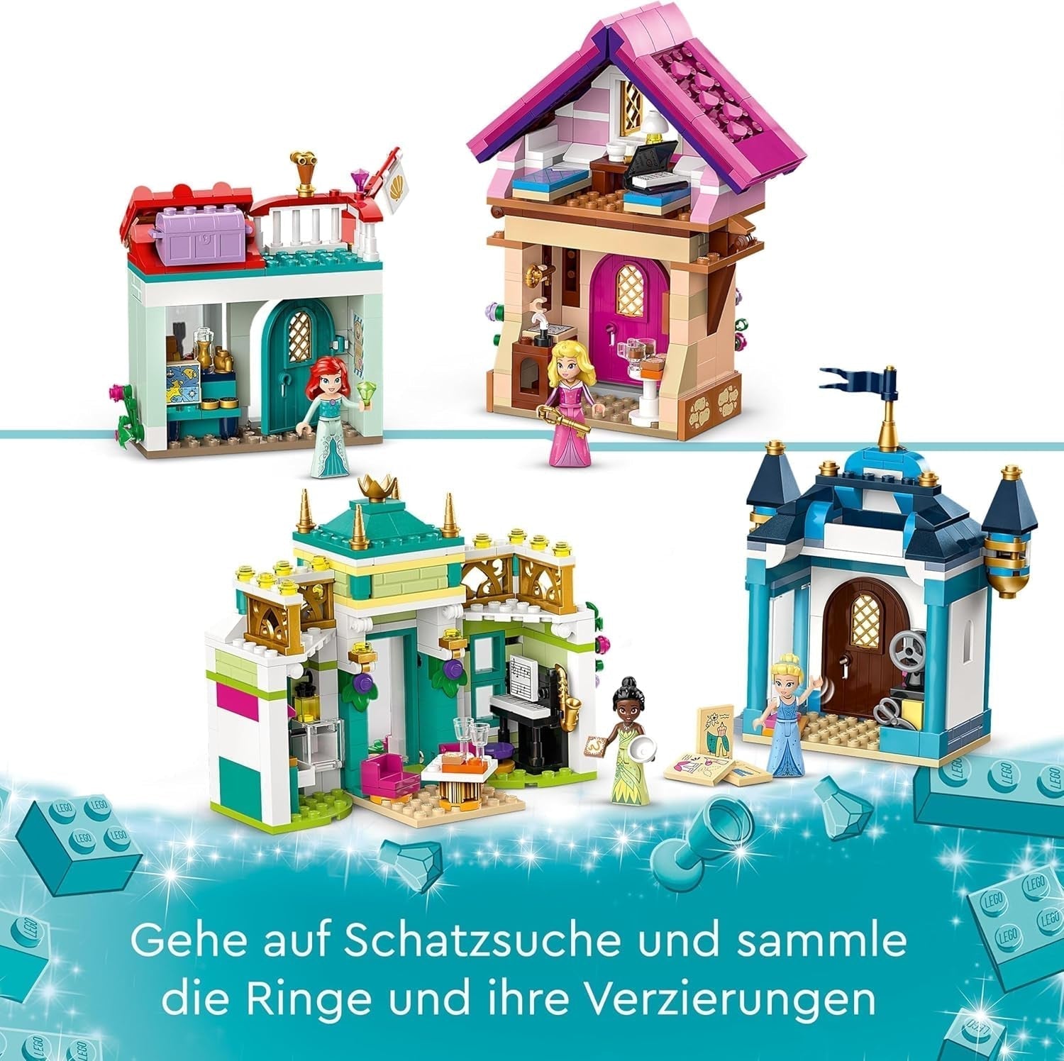 LEGO Disney Princess: Disney Princess Adventure Market, toy house with 4 dolls including Cinderella and Ariel, Playset with treasure map, gift for girls and boys from 6 years 43246 Building sets Besuche den LEGO-Store