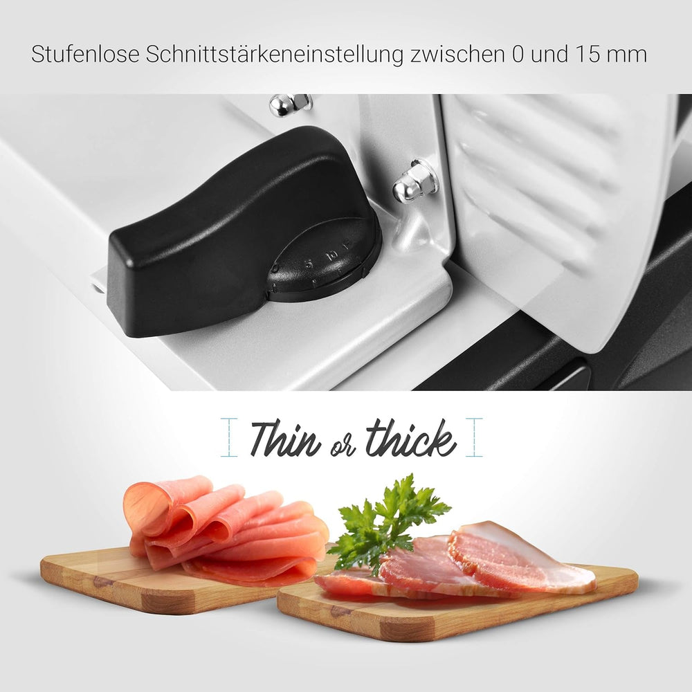 Come on! Universal electric slicer, stainless steel, 19 cm stainless steel blade, control of cutting thickness up to 15 mm, 150 W Shredders and Slicers Naty Shop