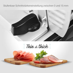 Come on! Universal electric slicer, stainless steel, 19 cm stainless steel blade, control of cutting thickness up to 15 mm, 150 W Shredders and Slicers Naty Shop