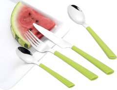 JANE cutlery, polished stainless steel 18/0, green plastic handles, 24 pieces Kitchen Naty Shop