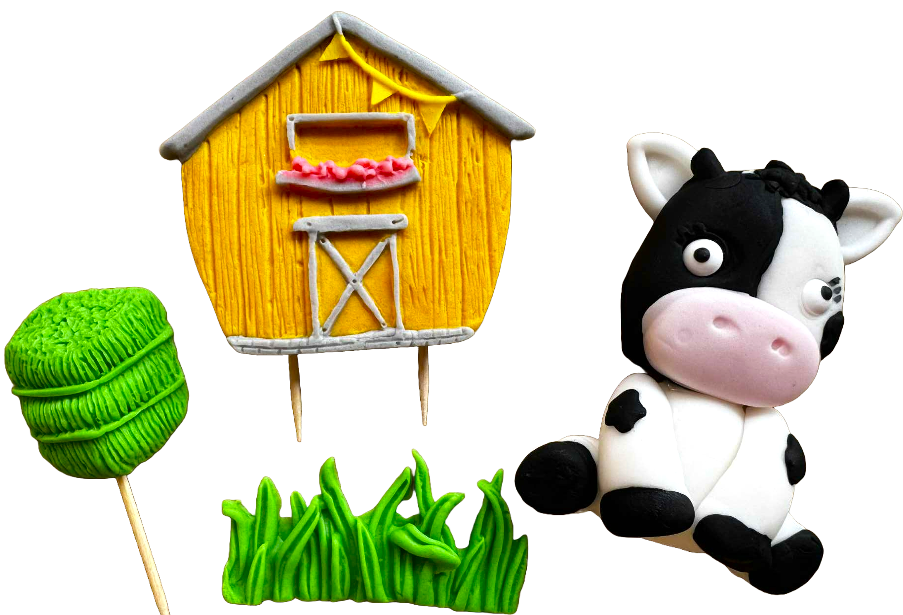 Set 4 decoratiuni comestibile, Vacuta Lola Decoratiuni din Pasta de Zahar Nati Shop