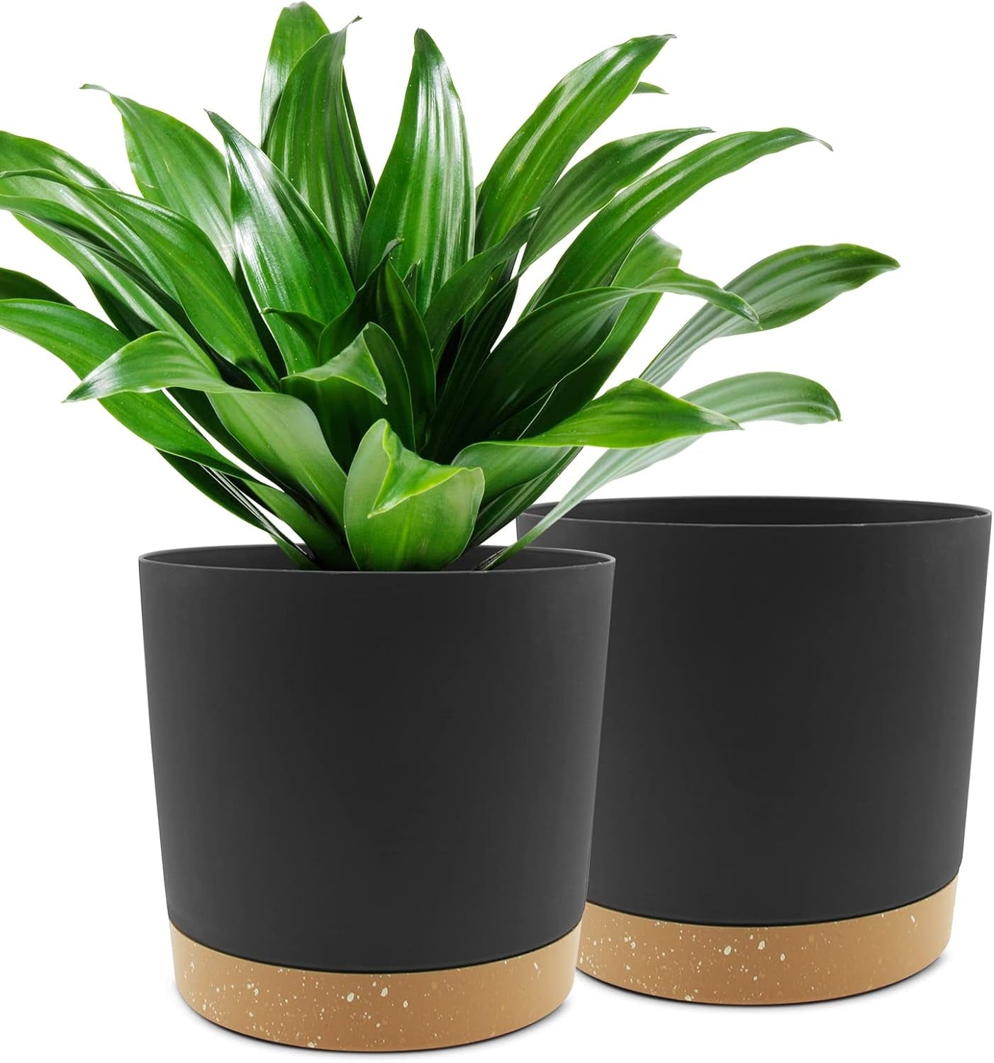 12.7cm Set of 2 Flower Pots, Indoor Plant Pots with Drainage Holes and Removable Base, Modern Decorative Saucers for Outdoor Garden Planters (White 12.7cm)