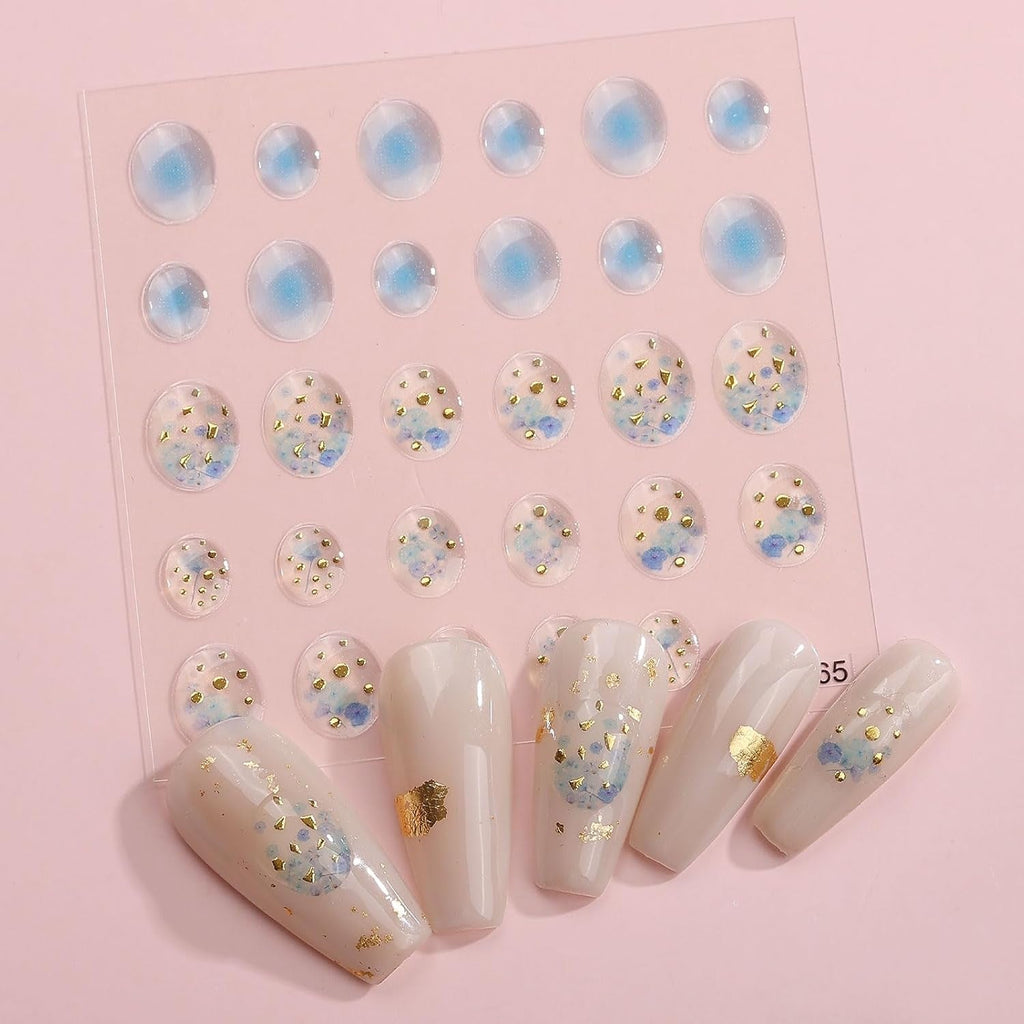 JMEOWIO 6 Blatt 3D Nagelsticker Goldene Unregelmäßige Geometrische Nail Art Sticker Selbstklebend Nagelaufkleber 5D Stereoskopisch Dekoration Nageldesign Zubehör