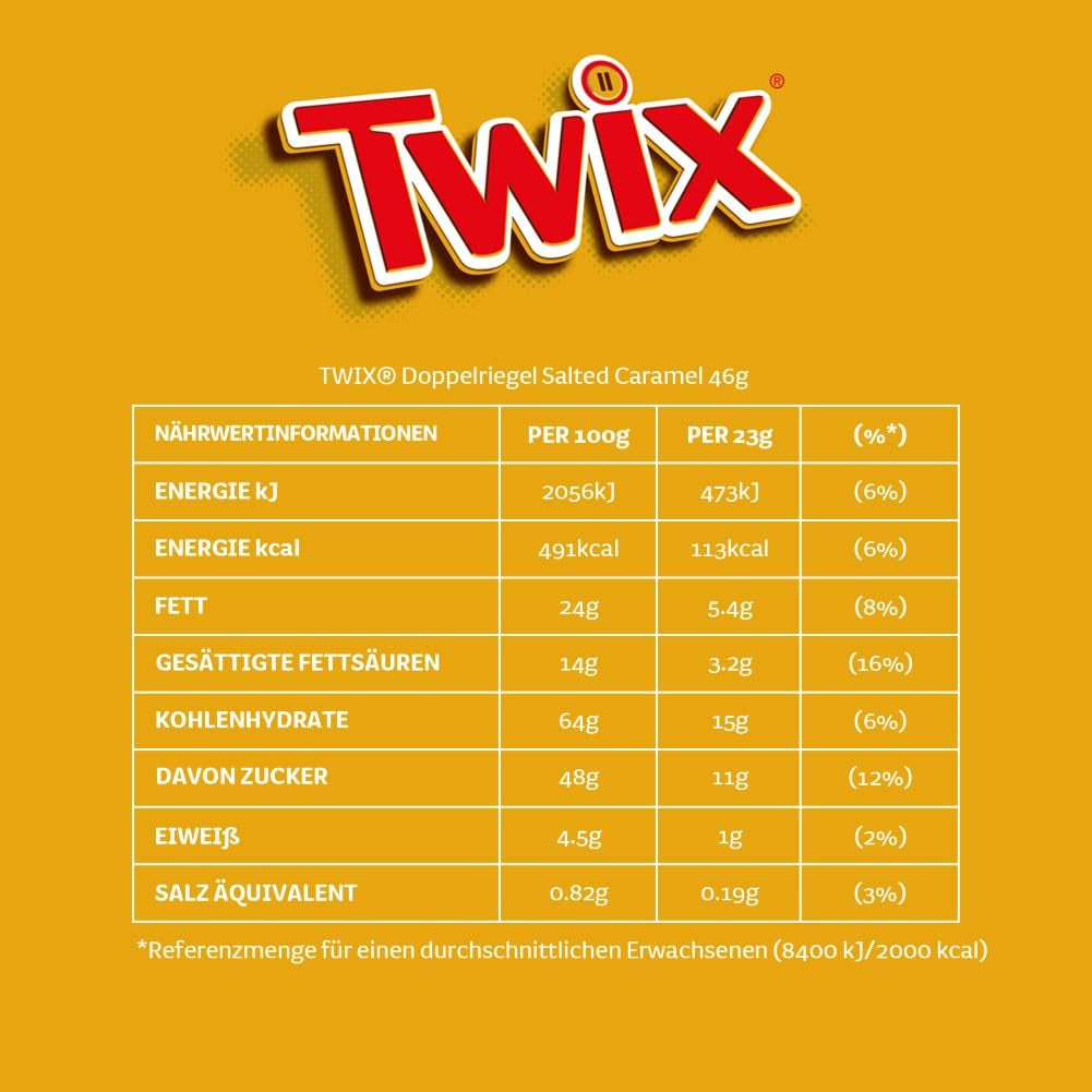 Twix Salted Caramel Chocolate Bars | Bulk pack of chocolate | 30 double bars (30 x 46g)
