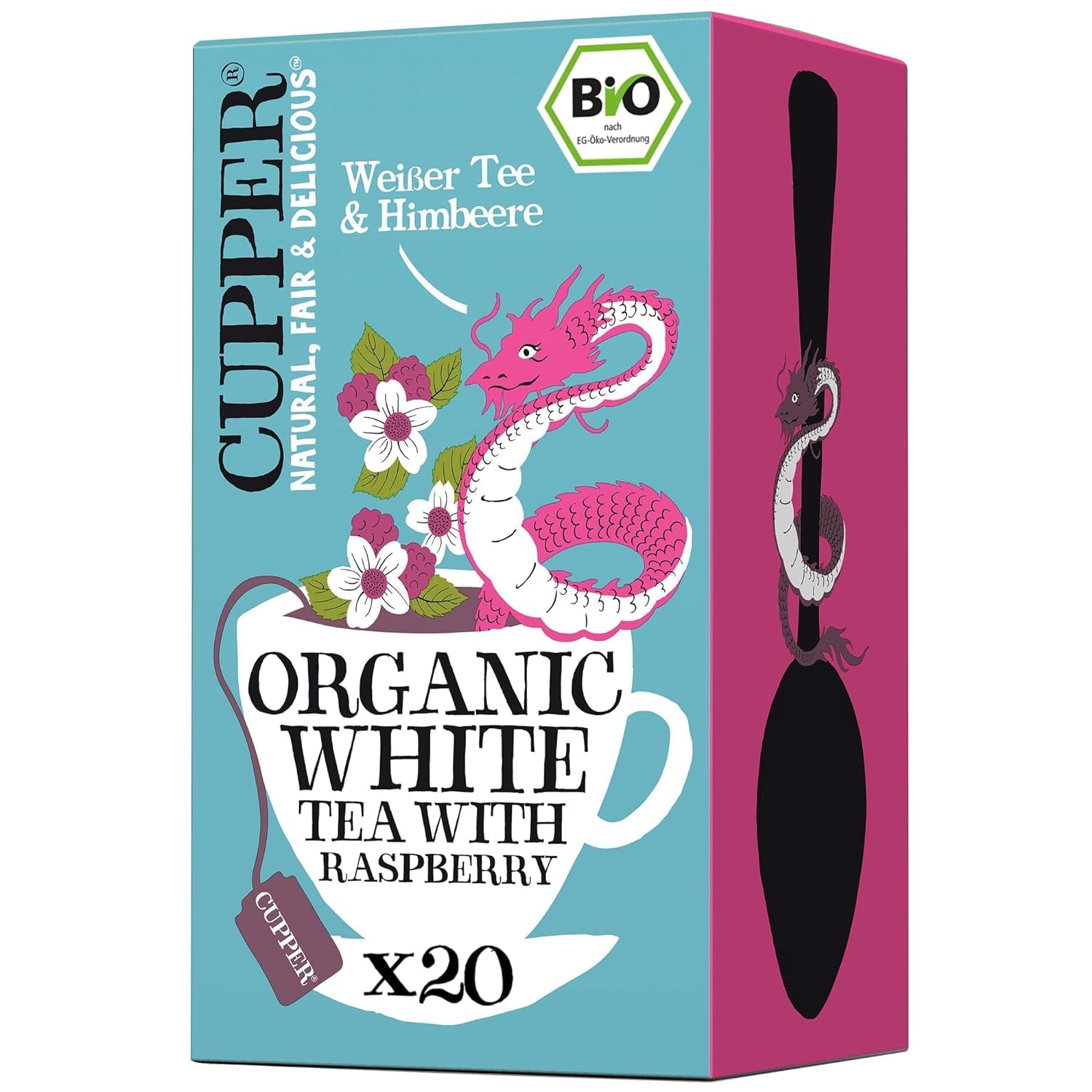 Cupper Ceai de fructe organic Cranberry Rasperry, 20 pliculețe de ceai nealbite, ecologic, comerț echitabil