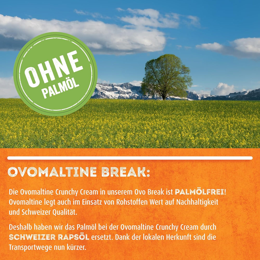 Ovomaltine OVO BREAK Wafer and Chocolate Bar - a crunchy snack with the unmistakable taste of our popular Creme Crocante, naturally without palm oil (4 x 39g)