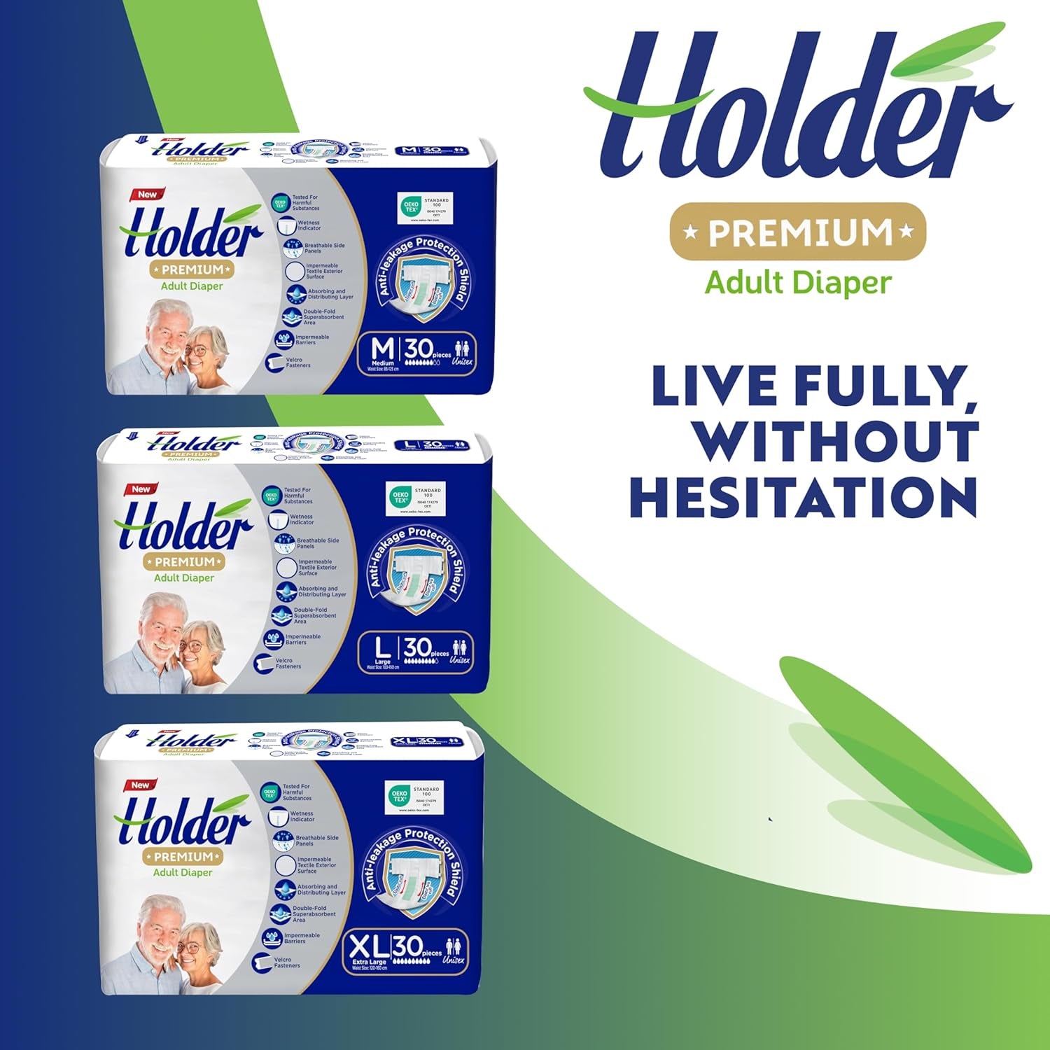 Adult Unisex Disposable Diapers Waterproof Absorbent Elastic Side Breathable Super Absorbent Double Layer Wetness Indicator 5 Star Dermatological Protection Medium