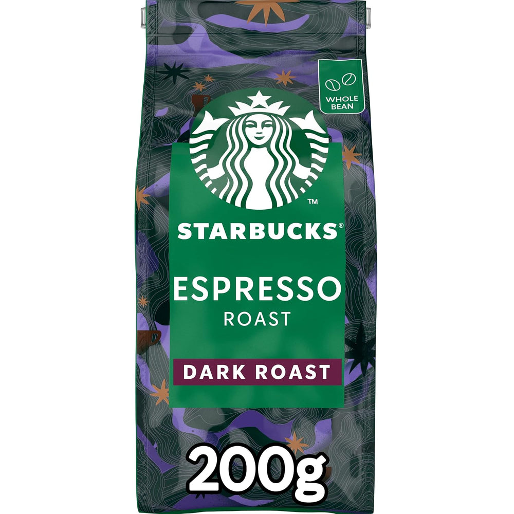 STARBUCKS Espresso Roast, Prăjire Neagră, Boabe Întregi de Cafea 200g (Pachet de 6)