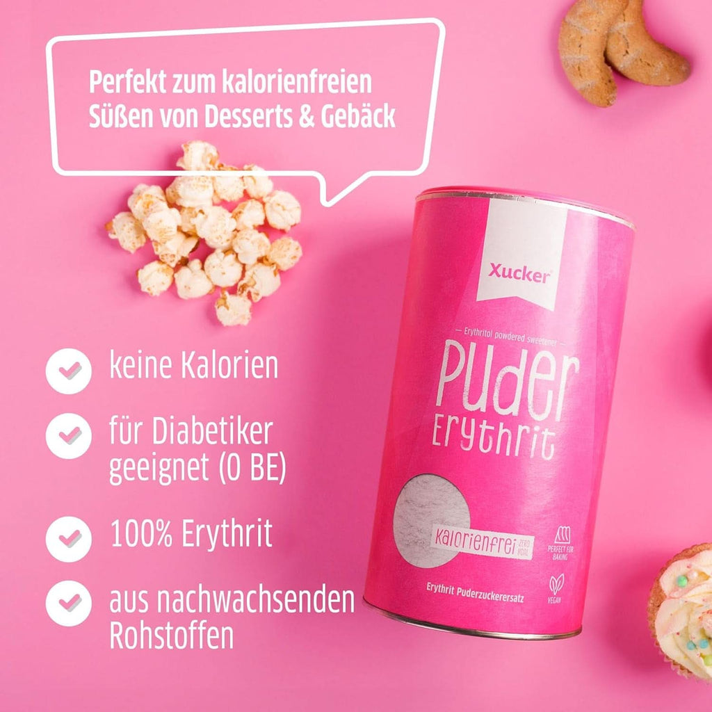 Xucker Zahăr pudră Erythritol - Înlocuitor de zahăr fără calorii, 600 grame Indulcitori Naty Shop