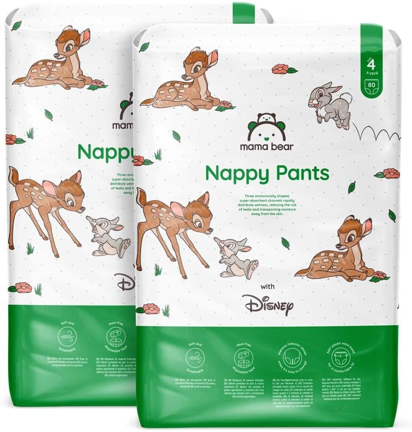 Amazon Brand: Mama Bear Disney Diapers, Size 5 (12-17kg) - Monthly Box, White, 140 Pieces (2 Packs of 70)