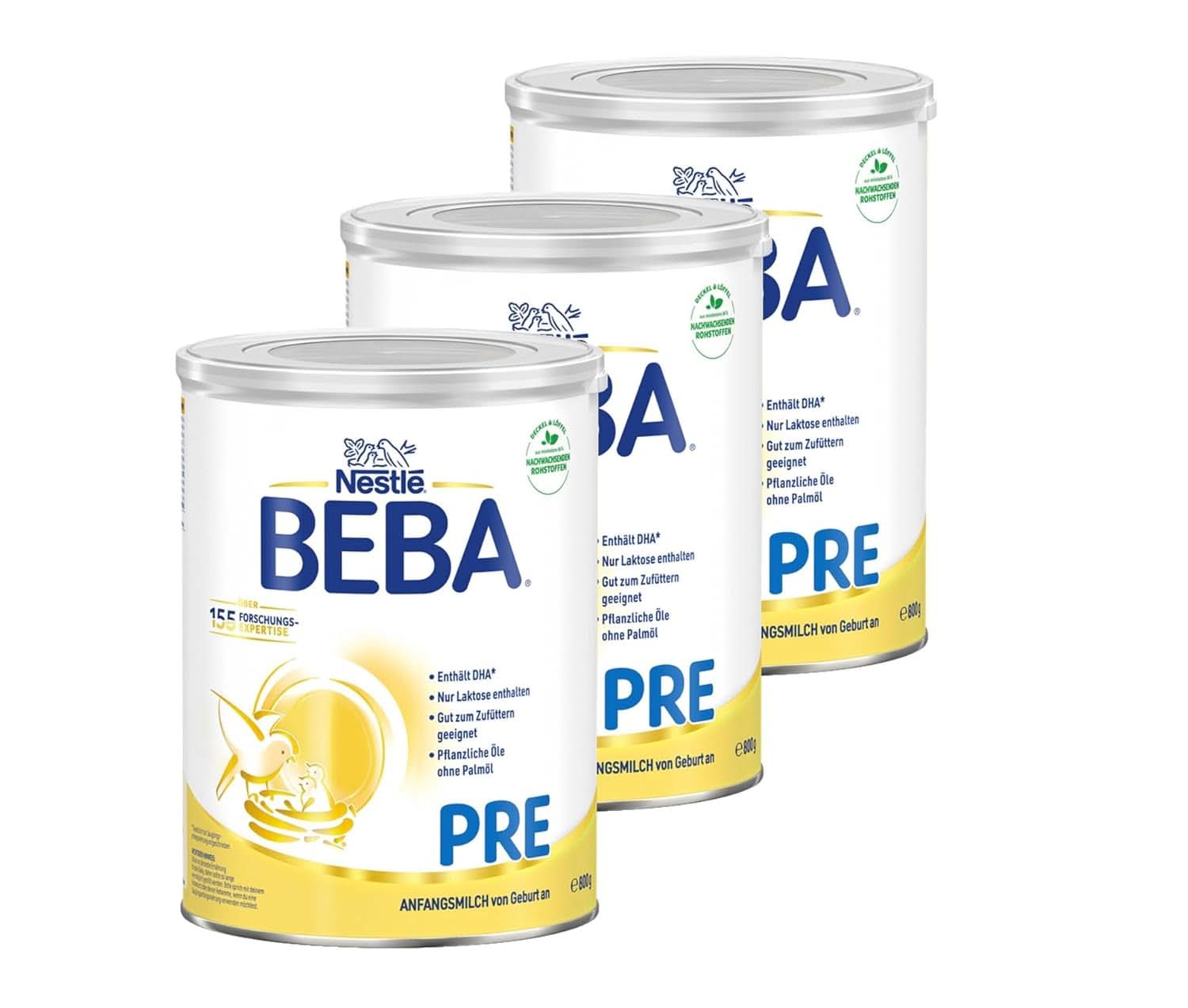 BEBA PRE Initial milk from birth, baby food with DHA, only lactose, without palm oil, pack 3 (3 x 800 g) Naty Shop PRE 3 x 800 grams