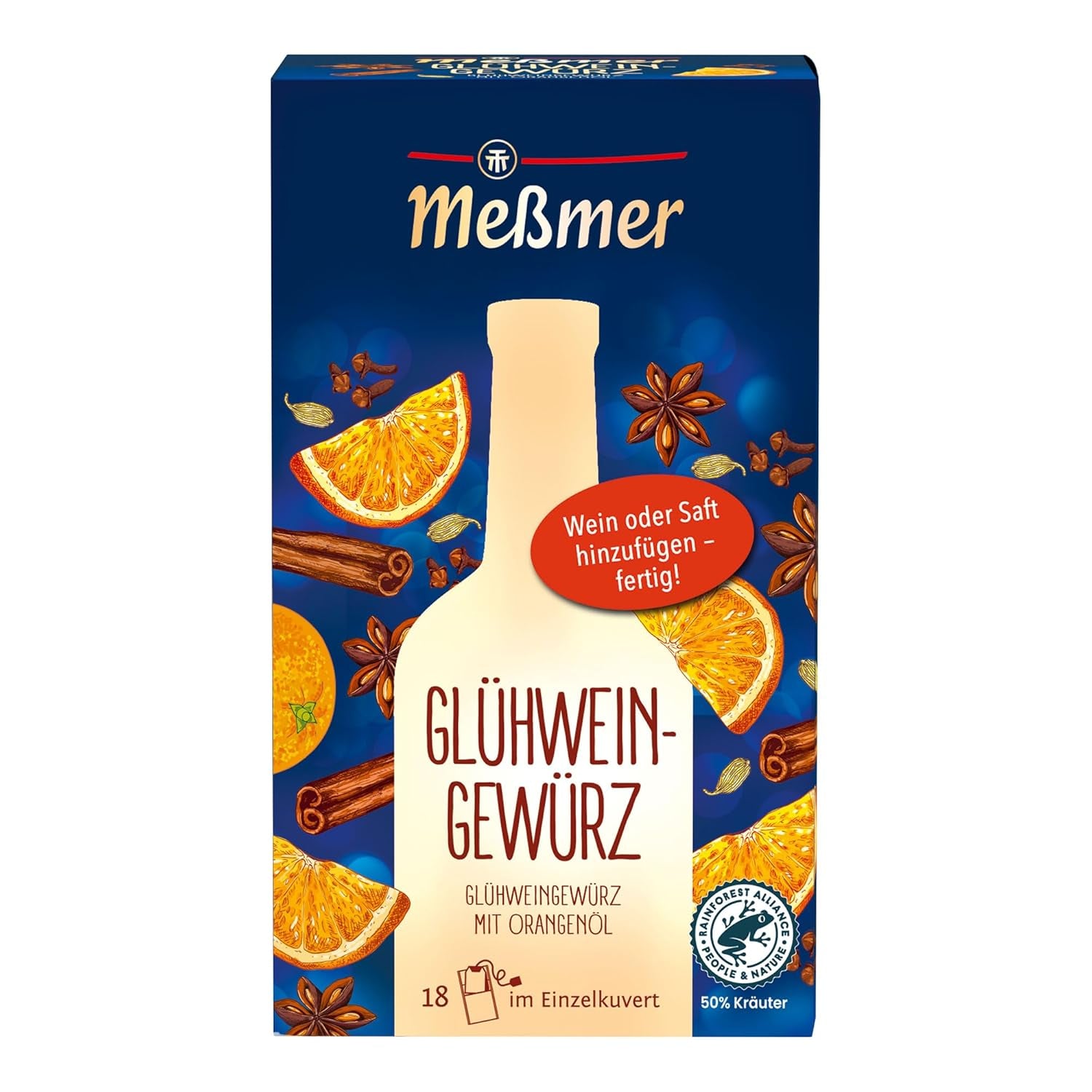 Meßmer Glühweingewürz | For Wine or Juice | 18 Teebeutel | Gluten free | Lactose-free Vegan