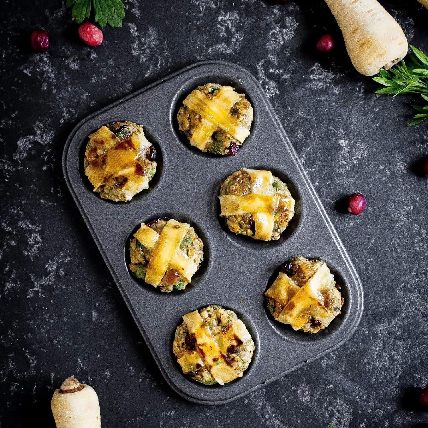 Masterclass 6-Loch-Muffinblech Mit PTFE-, PFOA- Und Bpa-Freiem Antihaftbeschichtung, Robustes 1Mm Dickes Karbonstahlblech, 27 X 18Cm Cupcake-Form Molds and trays for baking Naty Shop