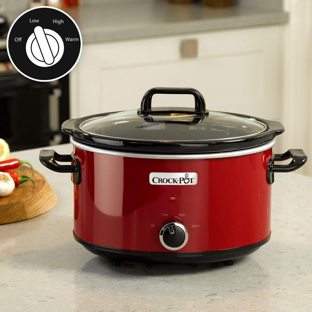 Crock-Pot Slow Cooker, 2 Temperature Settings + Keep Warm Function, 3.5 Liter (3-4 People), Red [SCV400RD] Slow Cooker Naty Shop