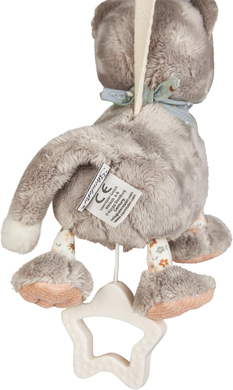 Cutie muzicală Sterntaler S cat Lilly - cutie muzicală pentru copii din țesătură moale - jucărie de pluș pentru copii de legat - ajutor pentru somn are un efect calmant acasă și în mișcare, gri Jucarii Bebe Naty Shop