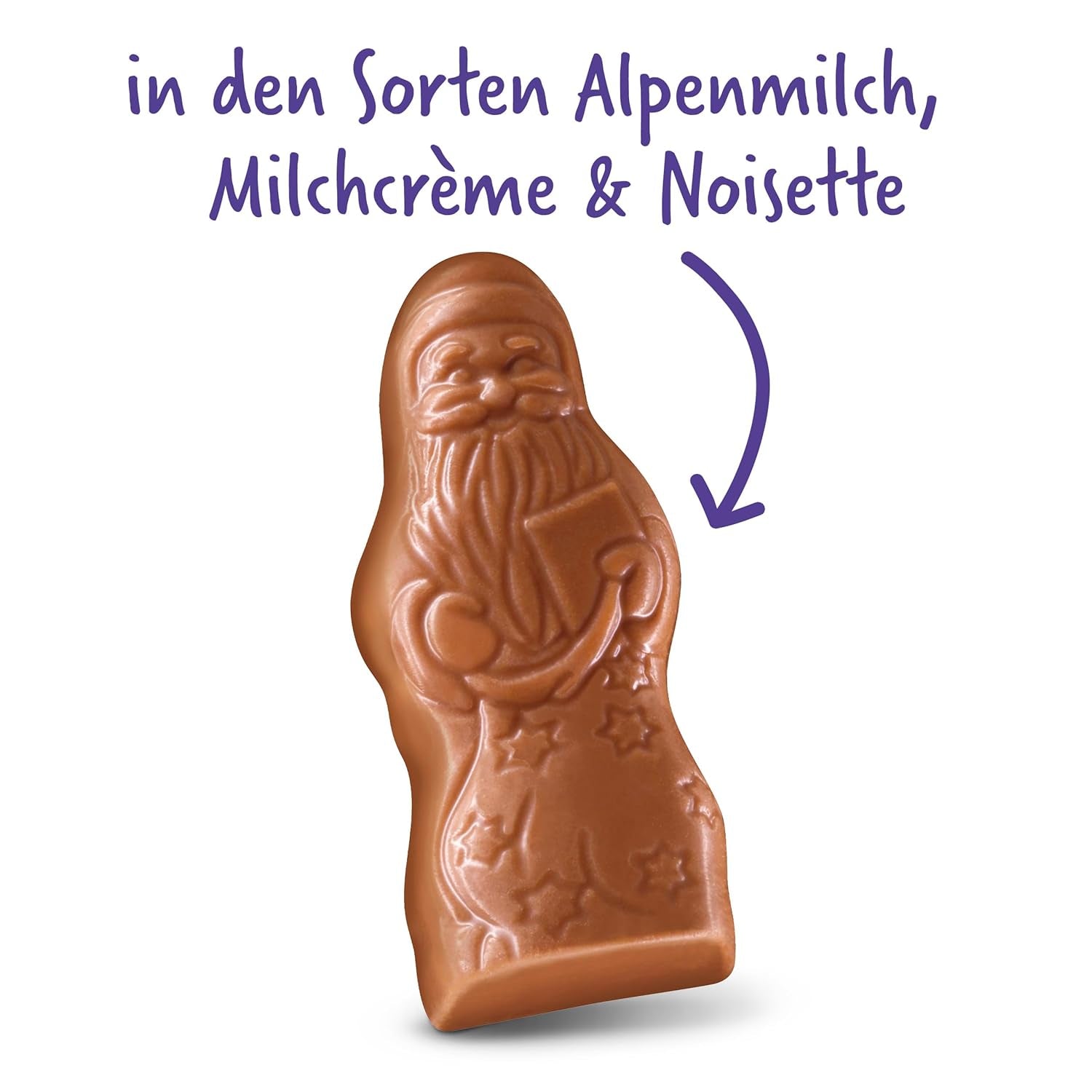 Milka Mini Santas – Alpine milk mix, milk cream and hazelnuts in festive individual packaging – 120g