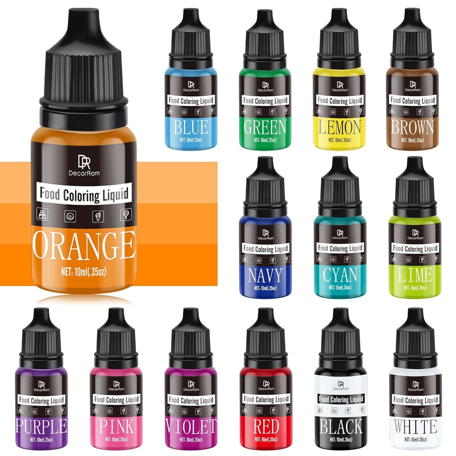 Colorant alimentar lichid, 10 ml Naty Shop 10 ml (set 14 bucati)