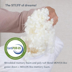 Dreamyblue Pernă premium pentru dormit - Umplutură din spumă de memorie mărunțită [loft reglabil] Husă lavabilă din bambus-won viscoză - Pentru laturi, spate și burtă glisante - Perne standard Naty Shop