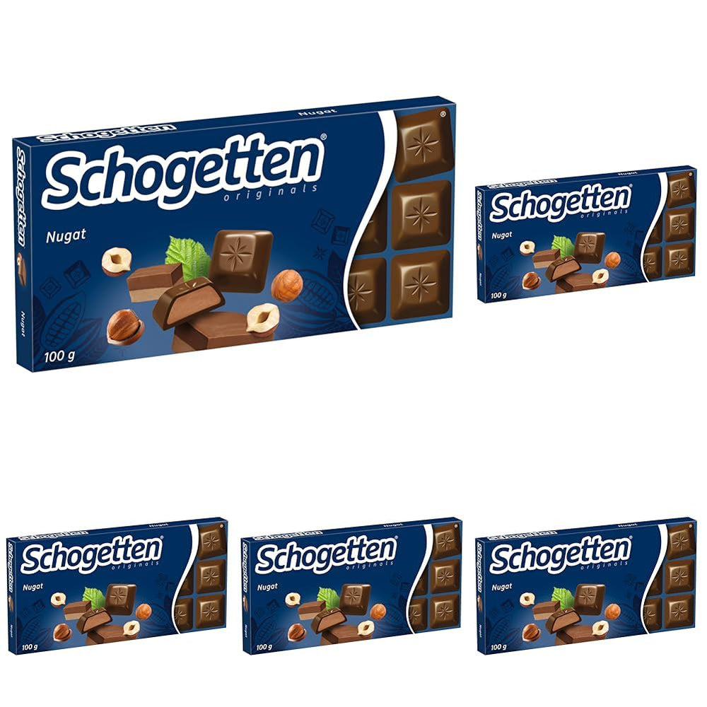 Schogetten Nougat chocolate bar 100g, individually portioned. A delight. Piece by piece.