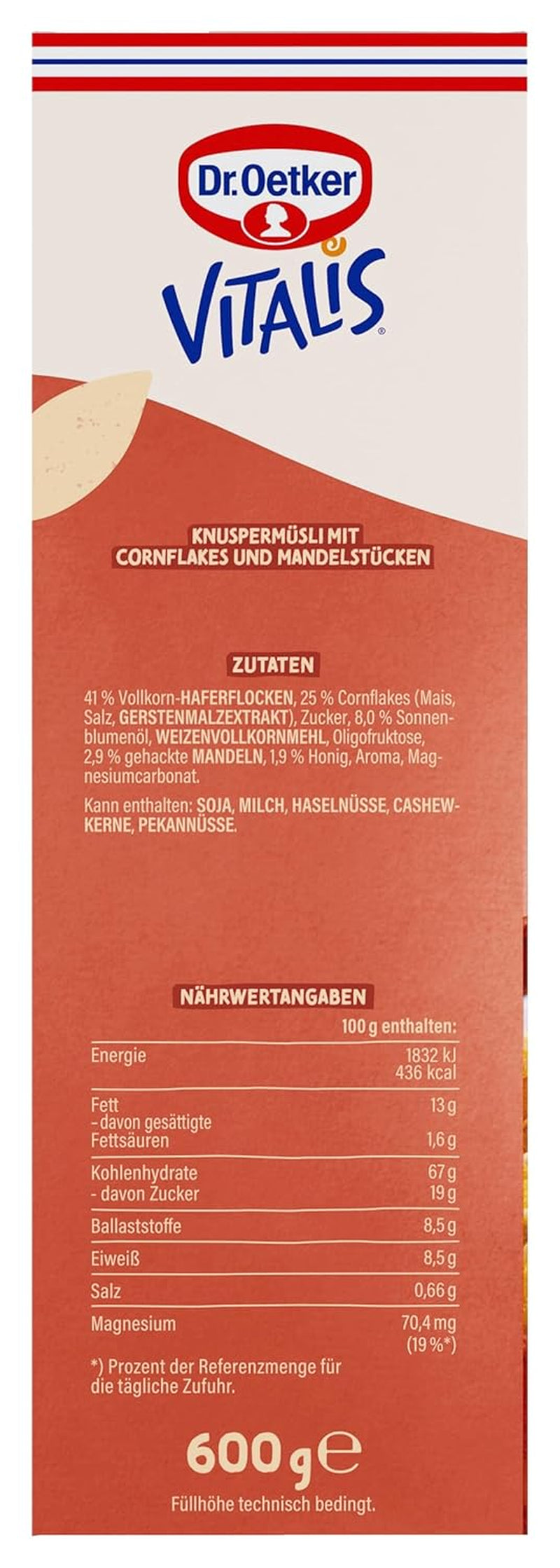 Dr. Oetker Vitalis Crunchy Flakes: Crunchy muesli with corn flakes and almond pieces, pack of 5 (5 x 600g)