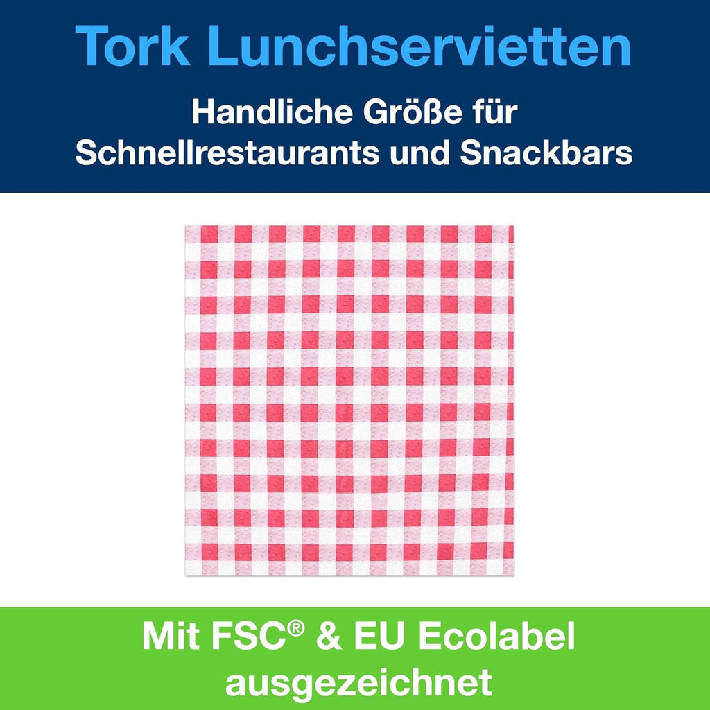 Tork Bistrored Lunch Napkin, 1/4-fold, 1 strat, 33 Cm × 33 Cm, 8 × 400 șervețele, 509359