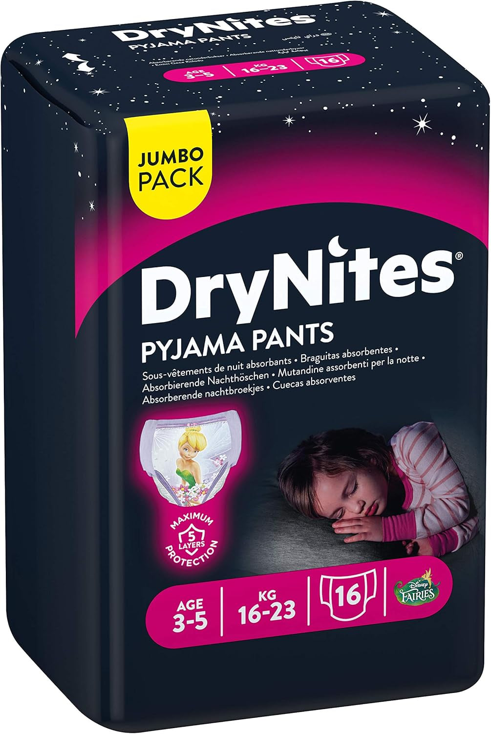 Huggies DryNites Nightwear for Girls, 3-5 years (16-23 kg), 2 x 16 pieces