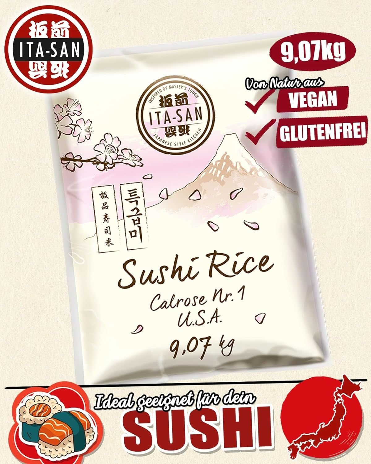 ITA-SAN Calrose / Rice for sushi, 1 package (1 x 9.07 kg)