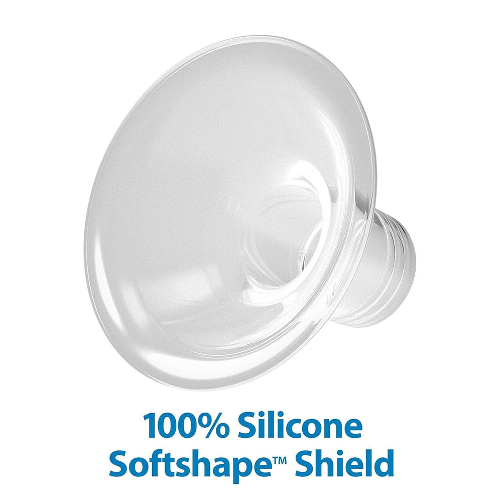 Pompă manuală de sân cu protecție 100% silicon Softshape (B, flanșă de 25 mm) și opțiuni anti-colici + biberon cu gură largă de 150 ml cu tetina cu flux lent de nivel 1 Accesorii Hrana si Alaptare Bebe Naty Shop
