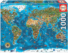 Educa - Puzzle 1000 pieces for adults | Wonders of the world, 1000 piece puzzle for adults and children, tourist attractions, world map. Jigsaw puzzle for adults from 14 years (19022) Puzzle Naty Shop Default title