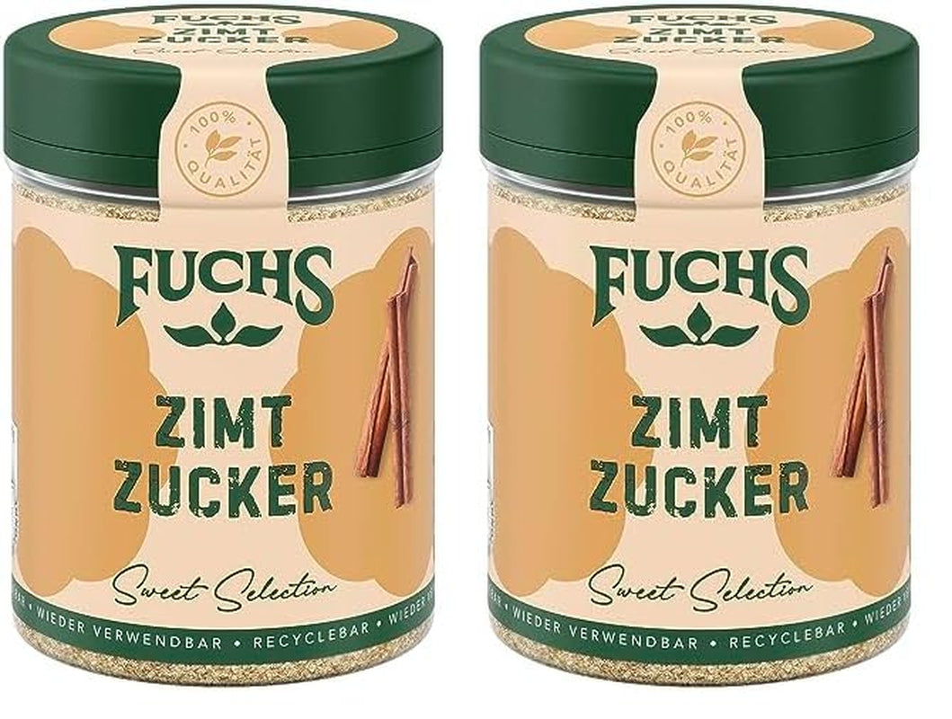Fuchs Gewürze - Zimt Zucker - Klassisches Gewürz für Milchreis, Pfannkuchen oder Wafeln - aus natürliche Ingredient - 100 g in wiederverwendbarer, recyclebarer Dose