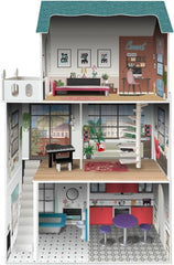 Soho-Madera design 3-story doll house with 8 pieces of furniture, size 120 X 33 X 75 cm (913D00181) Naty Shop Dollhouses