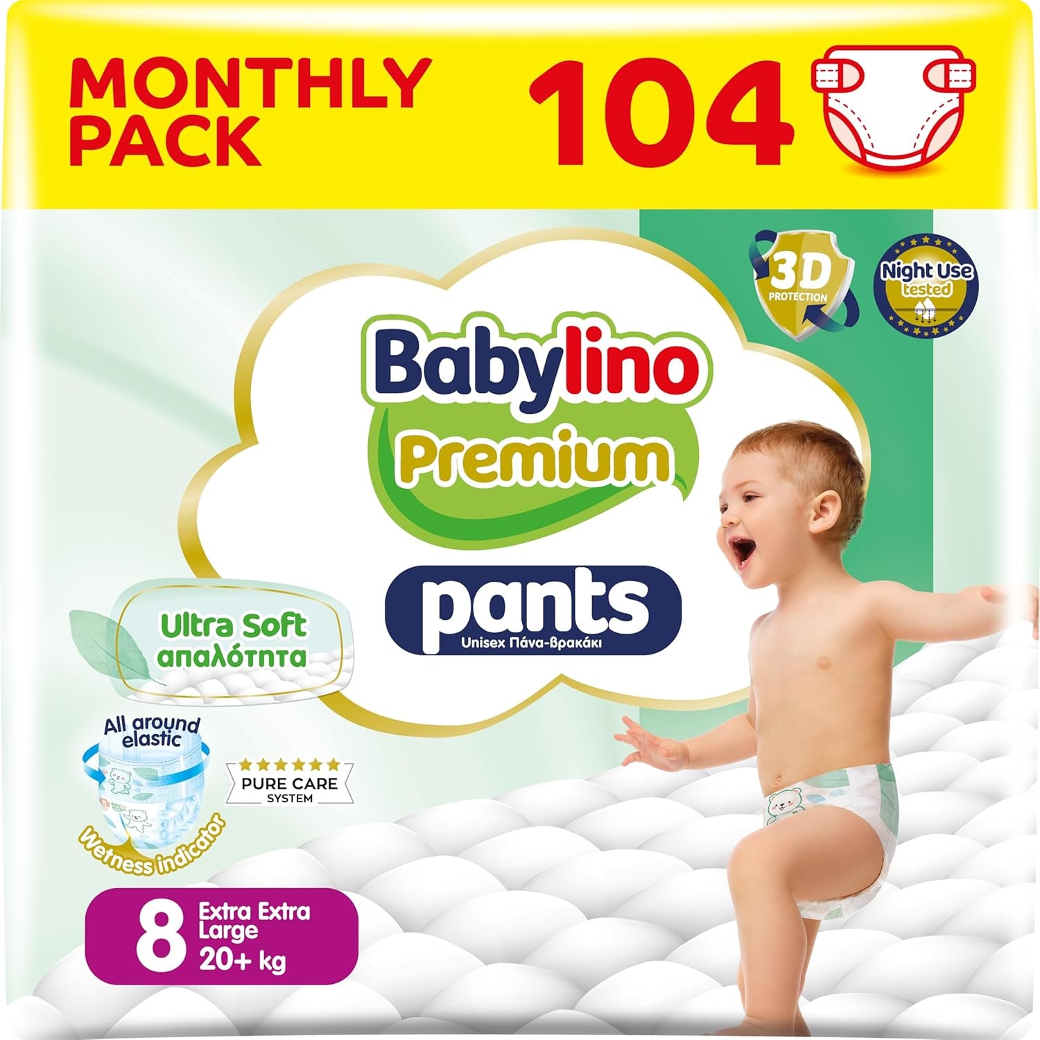Pantaloni Premium, mărimea 7, cu filtru ultra-moale, XL Plus (15-25 kg), 28 bucăți