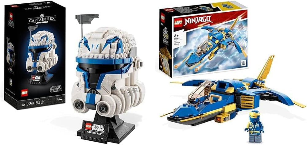 LEGO 75349 Star Wars Captain Rex Helmet Set Clone Wars Collectible Model Series 2023 Souvenir Piece and Gift Idea Building Sets Besuche den LEGO-Store Bundle with Jay's Thunder Jet Evo,