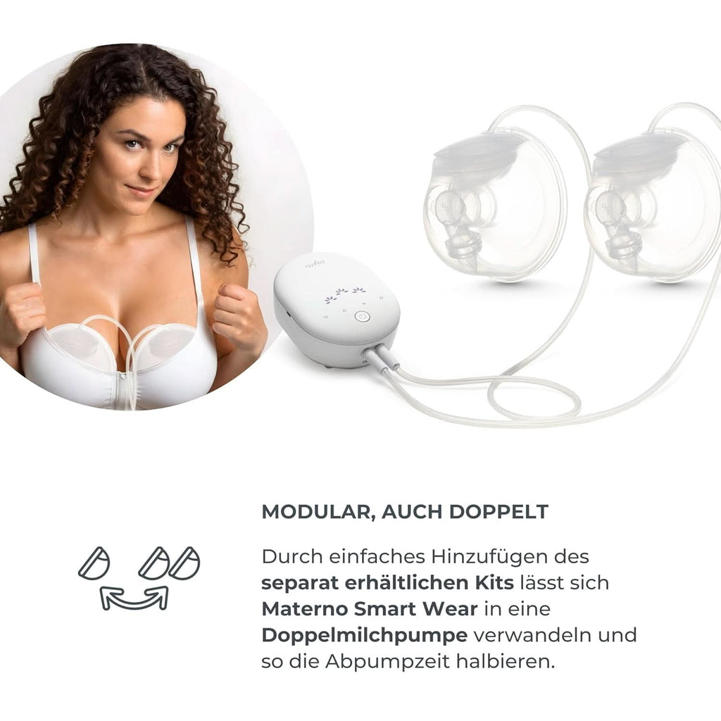 Nuvita Materno Smart Wear 1287W - Pompă de sân electrică portabilă fără mâini - Tehnologie cu 3 faze, personalizabilă, portabilă, kit de conversie pentru pompă de sân dublă disponibilă Accesorii Hrana si Alaptare Bebe Naty Shop