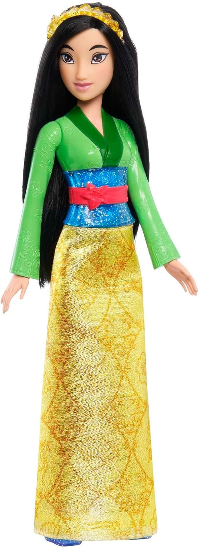 Mattel DISNEY Prințesa Aurora - păpușă cu ținută tipică, pantofi detașabili și diademă, top strălucitor și fustă detașabilă cu model, păr lung de coafat, HLW09 Papusi Naty Shop Mulan