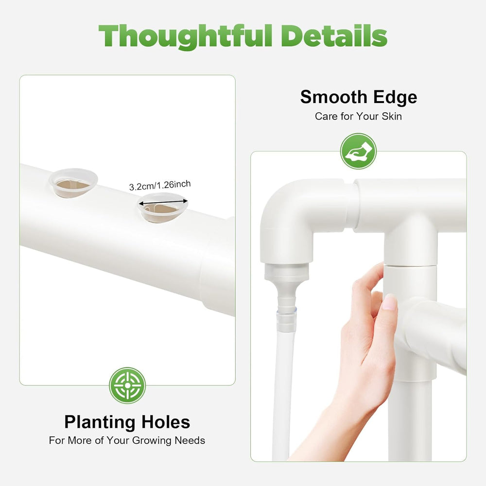3-Layer Hydroponic Grow Kit with 90/108 Planting Positions and Water Pump, PVC Soilless Plant Growing Systems, Hydroponic Growing Kits for Vegetables and Fruits (108 Planting Positions)
