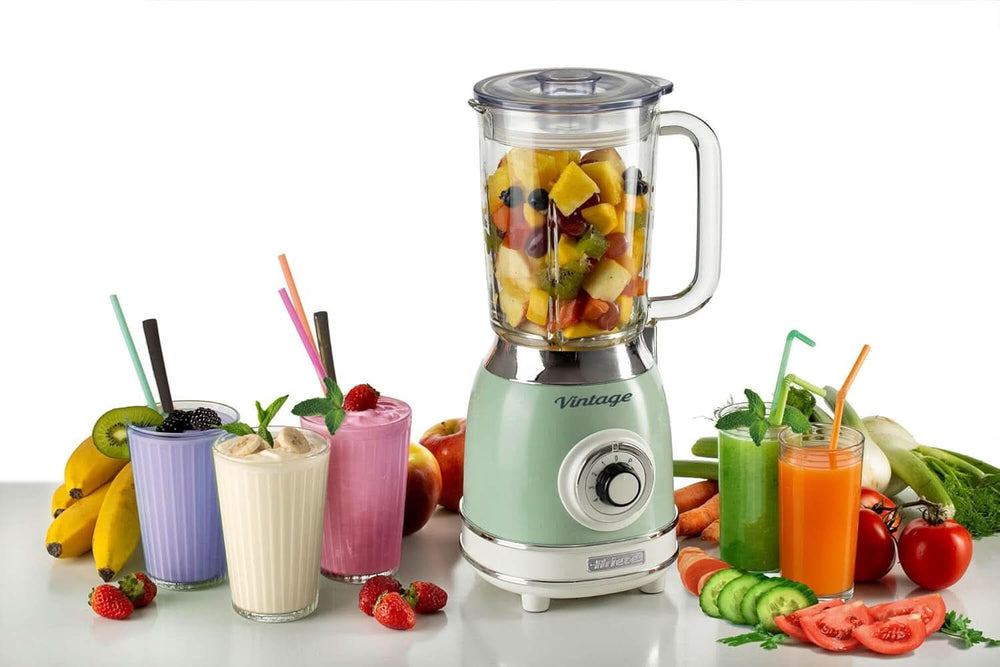 Ariete Vintage 583 Mixer Aus Glas, Retro Multifunktionsmixer Mit 4 Klingen, 4 Geschwindigkeiten + Pulse-Funktion, Ice-Crusher Funktion, 1.5 Liter Fassungsvermögen, 1000W, Green Kitchen Naty Shop
