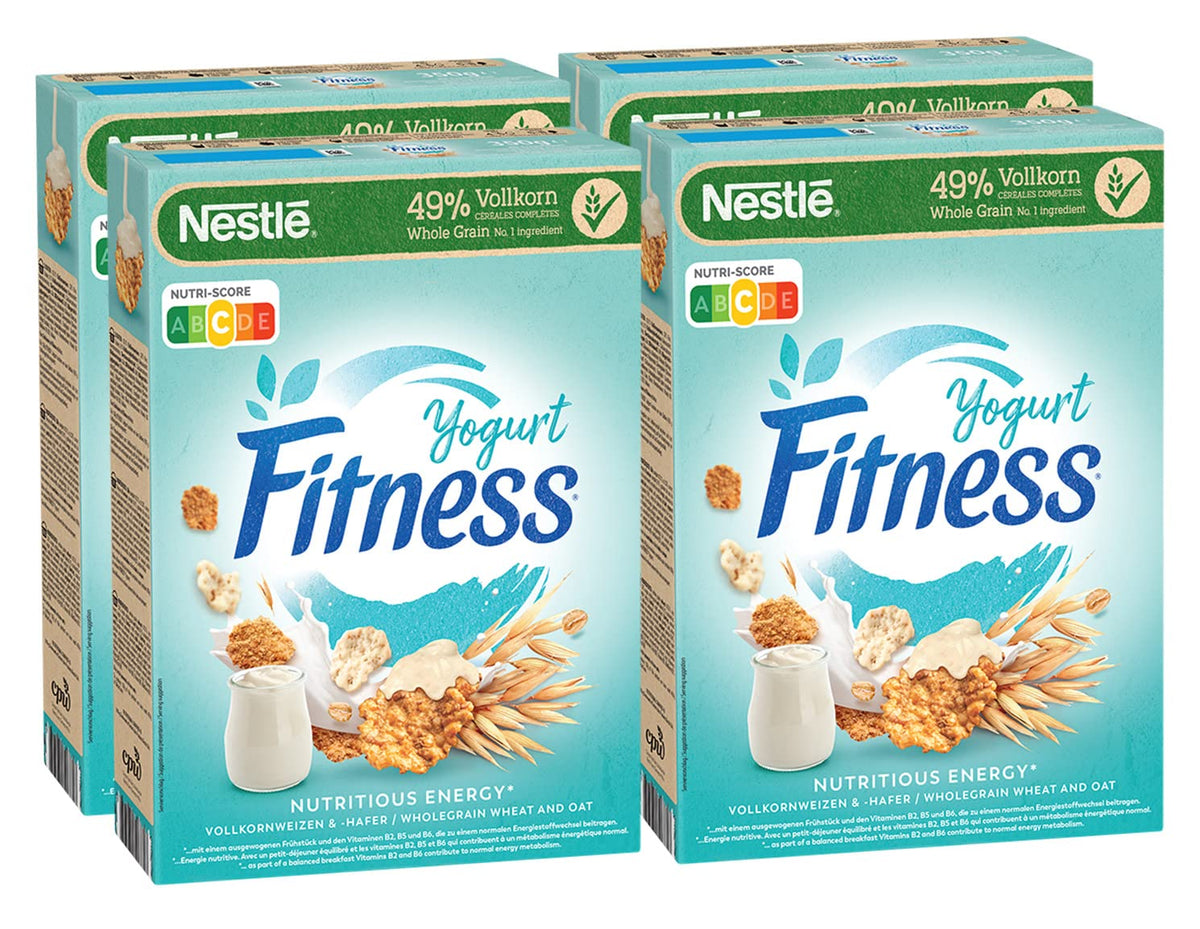 Nestlé Fitness Yogurt Whole Grain Breakfast Cereal with Partial Yogurt Flavor Pack of 4 (4 x 350g)