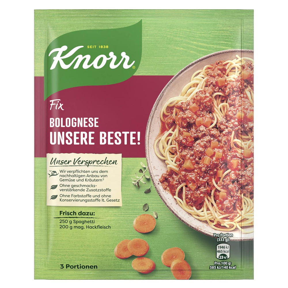 Knorr Fix Würzmischung Spaghetti Bolognese for a delicious noodle dish with natural ingredients 40 g