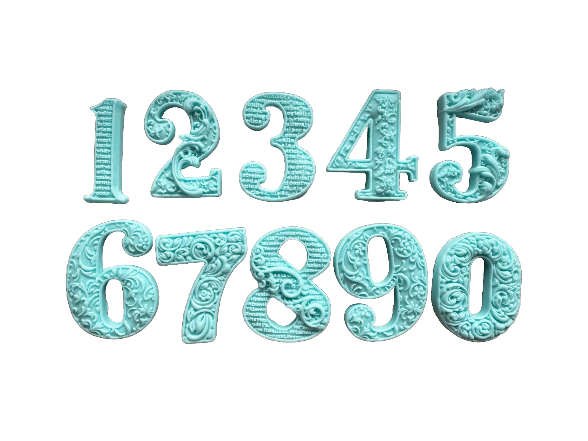 Set 10 decoratiuni comestibile din pasta de zahar, Cifre bleu Decoratiuni din Pasta de Zahar Naty Shop