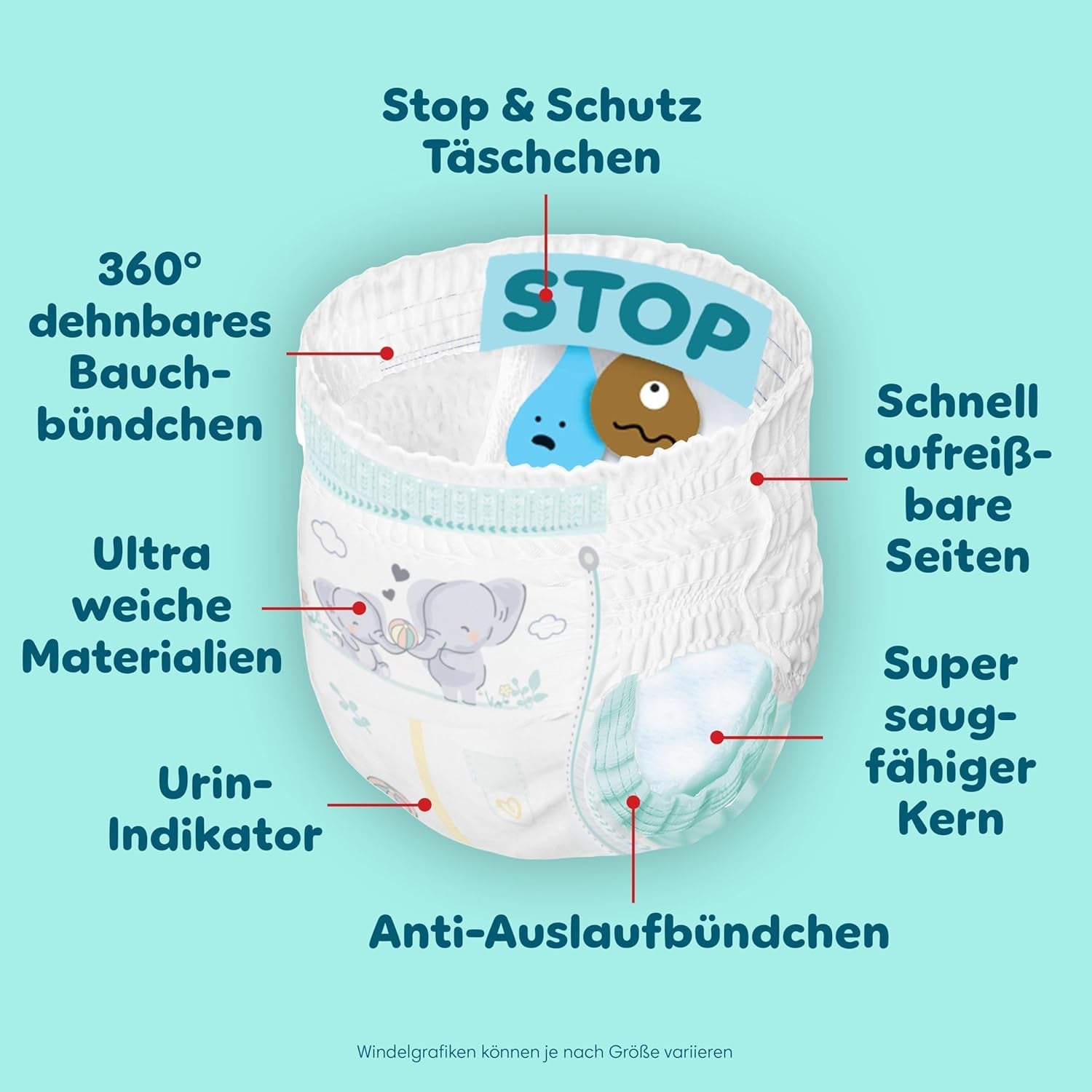 Pampers Premium Protection Pants Size 7, 123 Diapers, 15kg+, with 360° adjustment and soft anti-leak cuffs for optimal comfort and protection