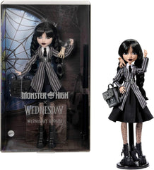 Monster High Wednesday Doll and Accessories Wednesday Addams Collectible Figure in Nevermore Academy Uniform with Icy Cold Hand and Backpack Doll Stand HXJ04 Naty Shop Dolls [Multicolor]