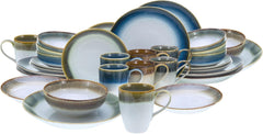 CreaTable, 23679, seria Cascade, set de veselă cu 32 de piese pentru 8 persoane, serviciu combinat din gresie, potrivit pentru mașina de spălat vase și cuptorul cu microunde, producție de calitate