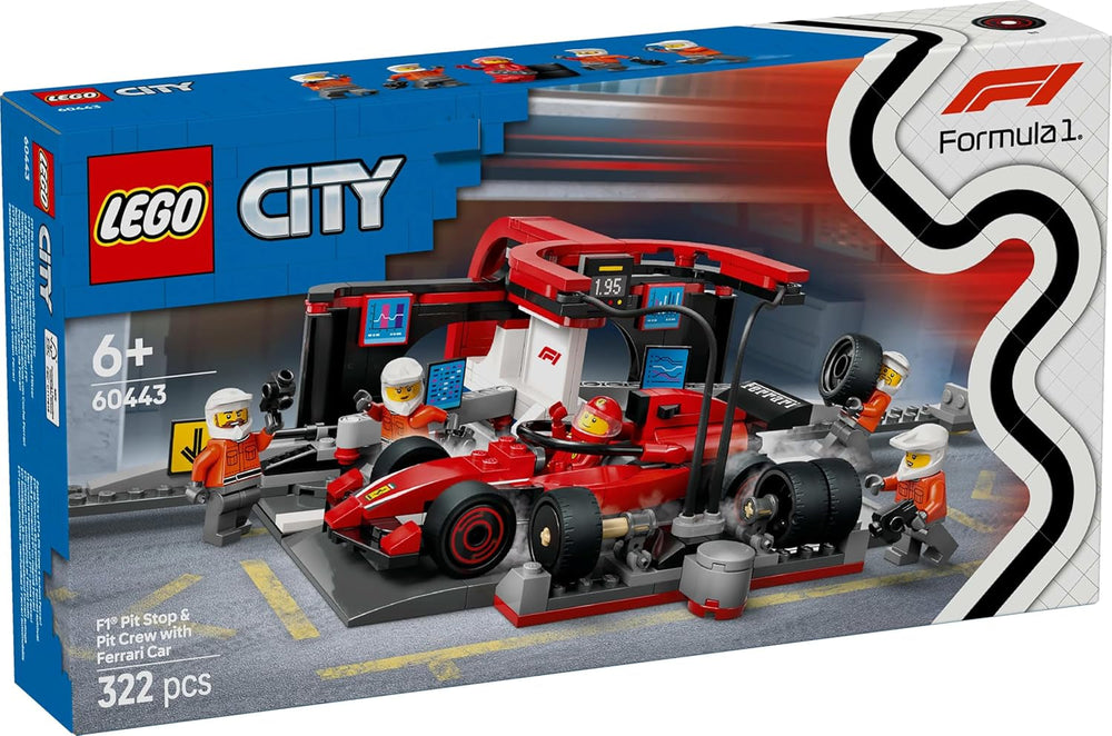 LEGO City F1 Pit Stop with Team and Ferrari Speedster - Formula 1 Pit Stop Set with 1 Race Driver and 4 Mechanical Minifigures - Racing Car Toy for Boys and Girls 6+ - 60443 Building Sets Beuche den LEGO-Store